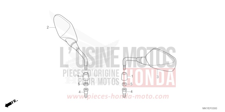 MIROIR (CB650RA/CB650RAC) de CB650R MAT LAUREL GREEN METALLIC (G207) 2024