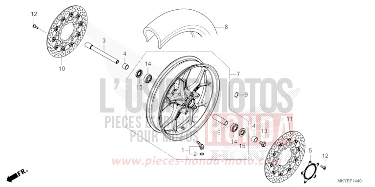 ROUE AVANT de CB650R MAT LAUREL GREEN METALLIC (G207) 2024