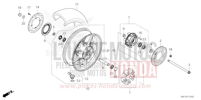 ROUE ARRIERE de CB650R PEARL SMOKY GRAY (NHC53) 2024