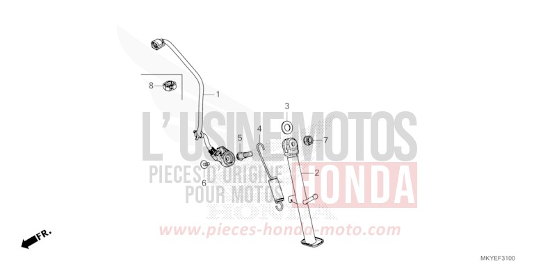 BEQUILLE LATERALE de CB650R PEARL SMOKY GRAY (NHC53) 2024