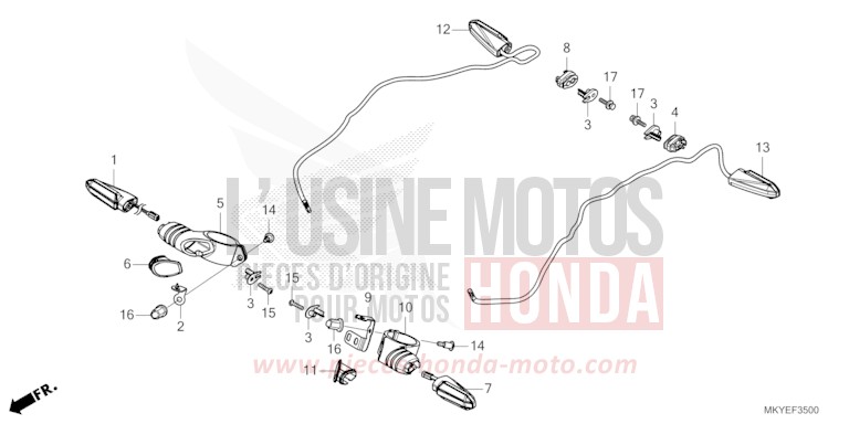 CLIGNOTANT (CB650RA/CB650RAC) de CB650R PEARL SMOKY GRAY (NHC53) 2024