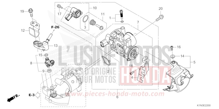 CORPS DE PAPILLON/INJECTEUR DE CARBURANT de FSH125 PEARL JASMINE WHITE (NHB35) 2021