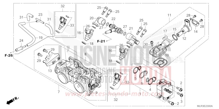 CORPS DE PAPILLON de CBR500R GRAND PRIX RED (R380) 2026
