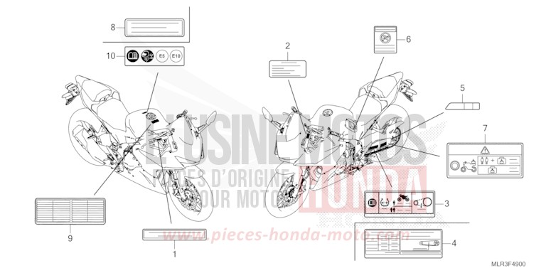 ETIQUETTE DE PRECAUTIONS de CBR500R GRAND PRIX RED (R380) 2026