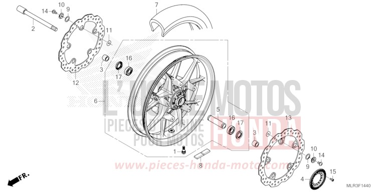 ROUE AVANT de CBR500R MAT GUNPOWDER BLACK METALLIC (NH436) 2026