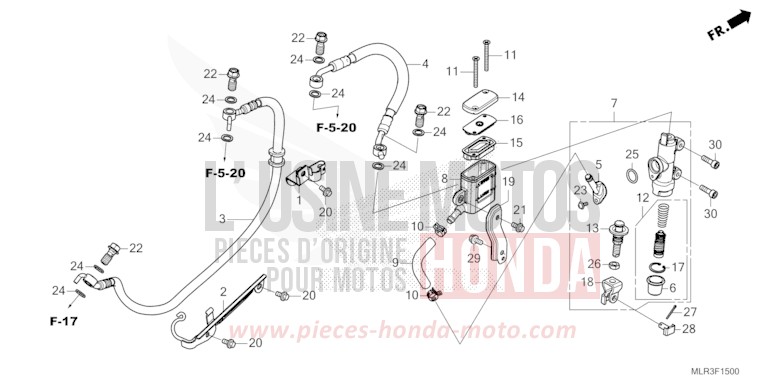 REAR BRAKE MASTER CYLINDER de CBR500R MAT GUNPOWDER BLACK METALLIC (NH436) 2026