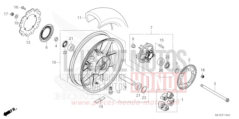 ROUE ARRIERE de CBR500R MAT GUNPOWDER BLACK METALLIC (NH436) 2026