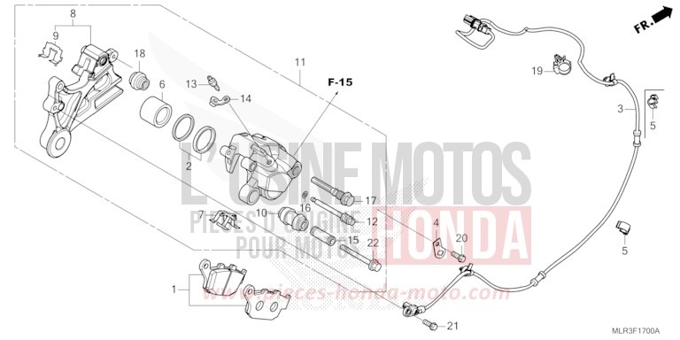 ETRIER DE FREIN ARRIERE de CBR500R GRAND PRIX RED (R380) 2026