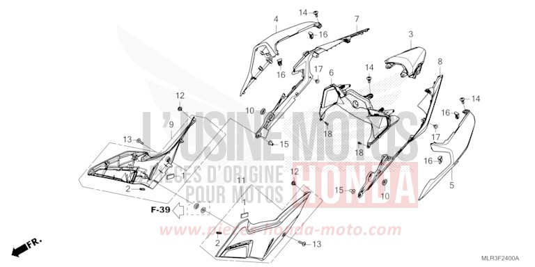COUVERCLE LATERAL/CAPOT ARRIERE de CBR500R GRAND PRIX RED (R380) 2026