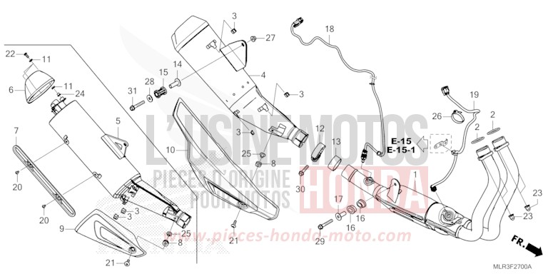 SILENCIEUX D'ECHAPPEMENT de CBR500R GRAND PRIX RED (R380) 2026