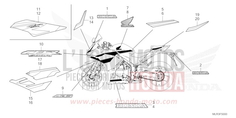 MARQUE/RAYURE de CBR500R GRAND PRIX RED (R380) 2026