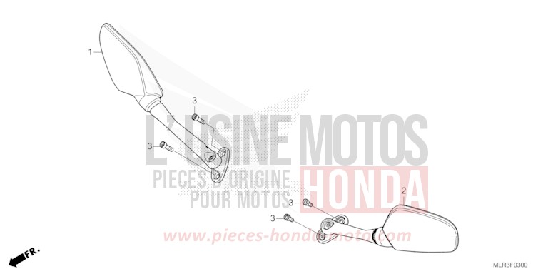 MIROIR de CBR500R MAT GUNPOWDER BLACK METALLIC (NH436) 2026
