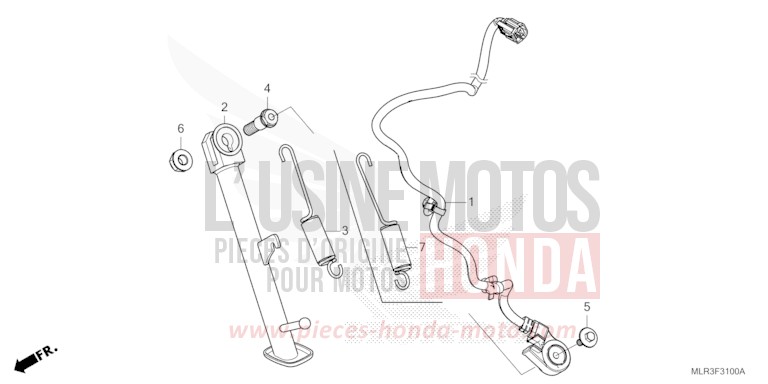 BEQUILLE LATERALE de CBR500R MAT GUNPOWDER BLACK METALLIC (NH436) 2026