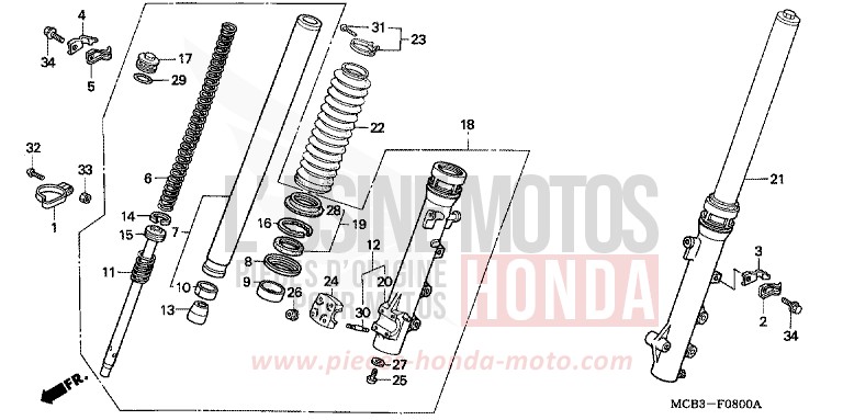 FOURCHETTE AVANT de Transalp CYNOS GRAY METALLIC (NH400) 2001