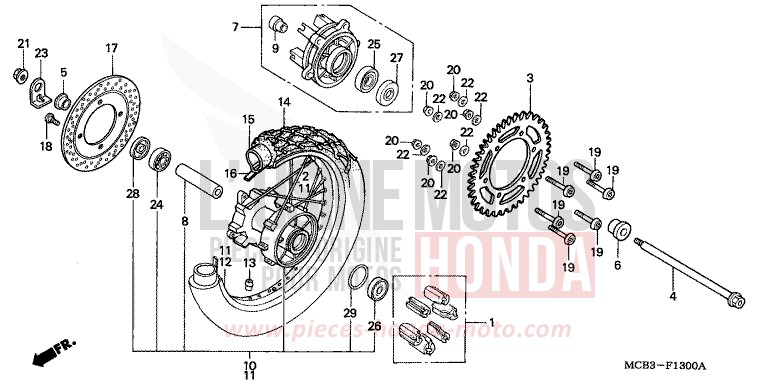 ROUE ARRIERE de Transalp CYNOS GRAY METALLIC (NH400) 2001