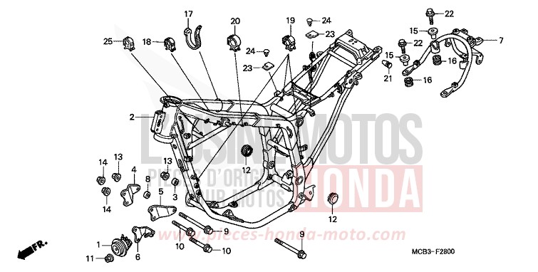 CARROSSERIE DE CHASSIS de Transalp CYNOS GRAY METALLIC (NH400) 2001