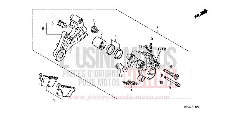 ETRIER DE FREIN ARRIERE (CB600F/F3) de Hornet QUASAR SILVER METALLIC (NHA48) 2009