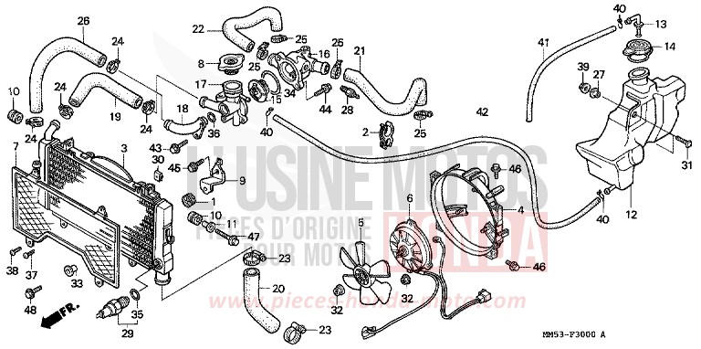RADIATEUR (CBR1000FH/FJ/FM) de CBR1000F NOIR (NH1K) 1987