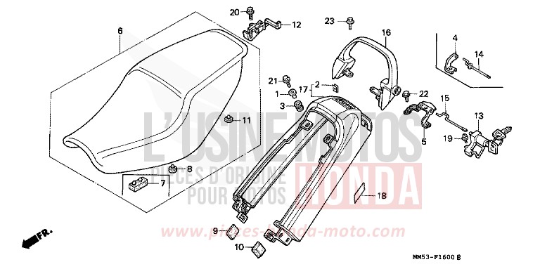 SIEGE/CAPOT ARRIERE (CBR1000FH/FJ/FM) de CBR1000F KARAKORUM GRAY METALLIC-U (NH197E) 1987