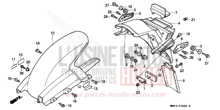 GARDE-BOUE ARRIERE (CBR1000FH/FJ/FM) de CBR1000F KARAKORUM GRAY METALLIC-U (NH197E) 1987