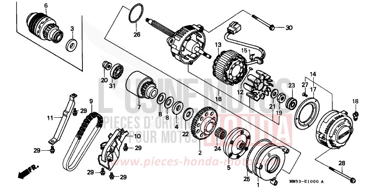 GENERATRICE (CBR1000FH/FJ/FM) de CBR1000F PEARL CRYSTAL WHITE (NH193K) 1987