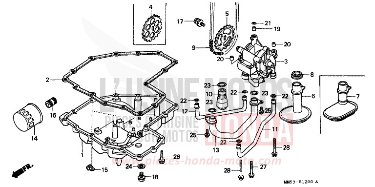 FILTRE A HUILE/CARTER D'HUILE/ POMPE A HUILE de CBR1000F PEARL CRYSTAL WHITE (NH193K) 1987