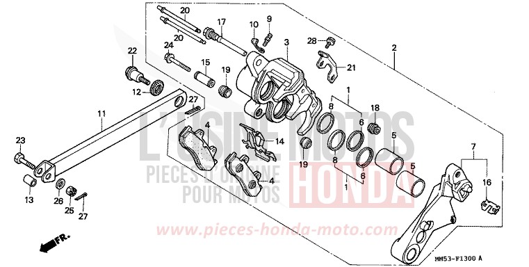 ETRIER DE FREIN ARRIERE (CBR1000FH/FJ/FM) de CBR1000F PEARL CRYSTAL WHITE (NH193K) 1987