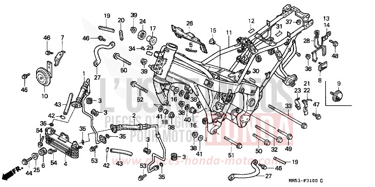 CARROSSERIE DE CHASSIS de CBR1000F PEARL CRYSTAL WHITE (NH193K) 1987