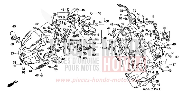 CAPOT (CBR1000FH/FJ/FM) de CBR1000F PEARL CRYSTAL WHITE (NH193K) 1987