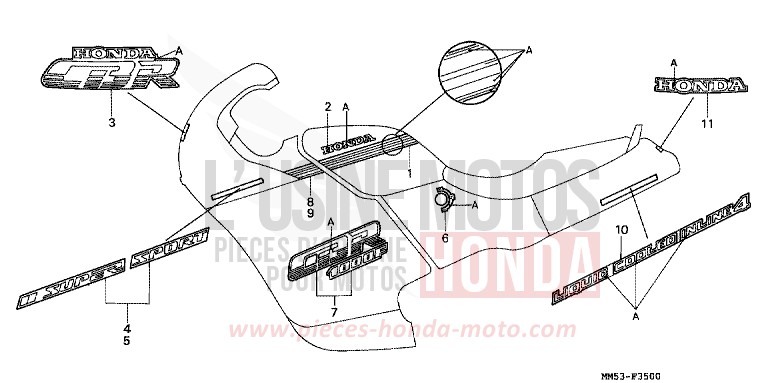 MARQUE (1) de CBR1000F PEARL CRYSTAL WHITE (NH193K) 1987