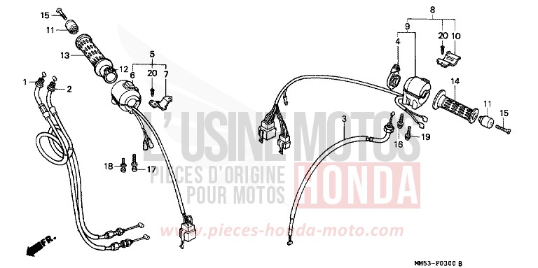 COMMUTATEUR/CABLE de CBR1000F GRANITE BLUE METALLIC-U (PB184K) 1988