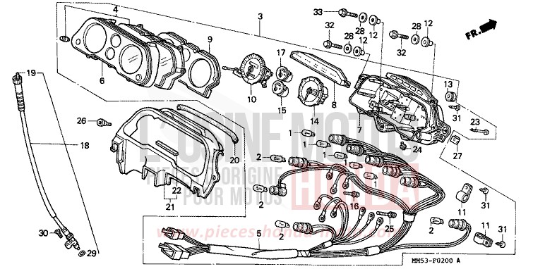 COMPTEUR (CBR1000FH/FJ/FM) de CBR1000F PEARL CRYSTAL WHITE (NH193H) 1988