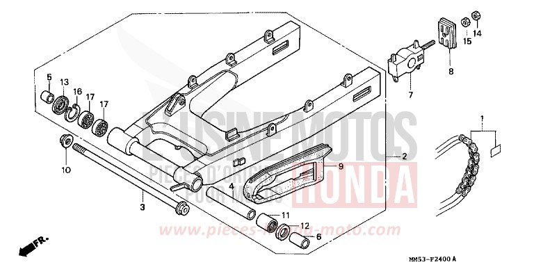 BRAS OSCILLANT (CBR1000FH/FJ/FM) de CBR1000F PEARL CRYSTAL WHITE (NH193H) 1988