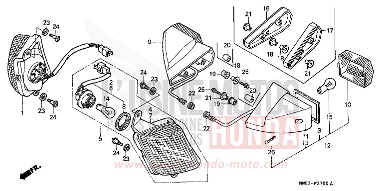 CLIGNOTANT (CBR1000FH/FJ/FM) de CBR1000F PEARL CRYSTAL WHITE (NH193H) 1988