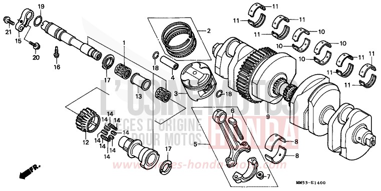 VILEBREQUIN/PISTON de CBR1000F PEARL CRYSTAL WHITE-A (NH193O) 1988