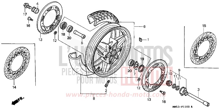 ROUE AVANT (CBR1000FH/FJ/FM) de CBR1000F PEARL CRYSTAL WHITE-A (NH193O) 1988