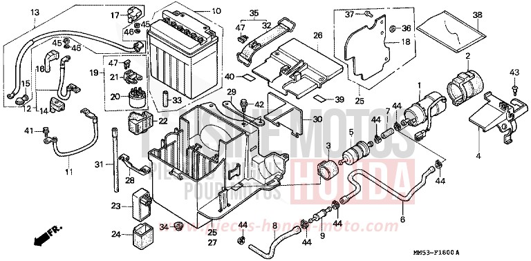 BATTERIE (CBR1000FH/FJ/FM) de CBR1000F PEARL CRYSTAL WHITE-A (NH193O) 1988