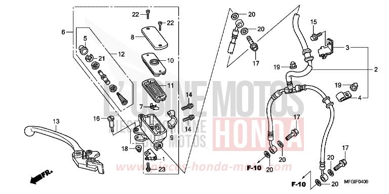 MAITRE-CYLINDRE FREIN AV. (CB600F/F3) de Hornet PEARL COOL WHITE (NHA16) 2010