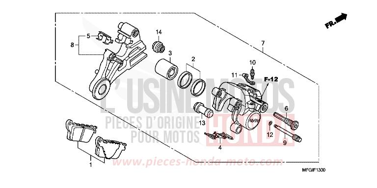 ETRIER DE FREIN ARRIERE (CB600F/F3) de Hornet PEARL COOL WHITE (NHA16) 2010