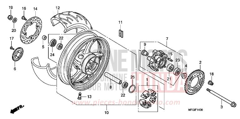 ROUE ARRIERE de Hornet PEARL COOL WHITE (NHA16) 2010
