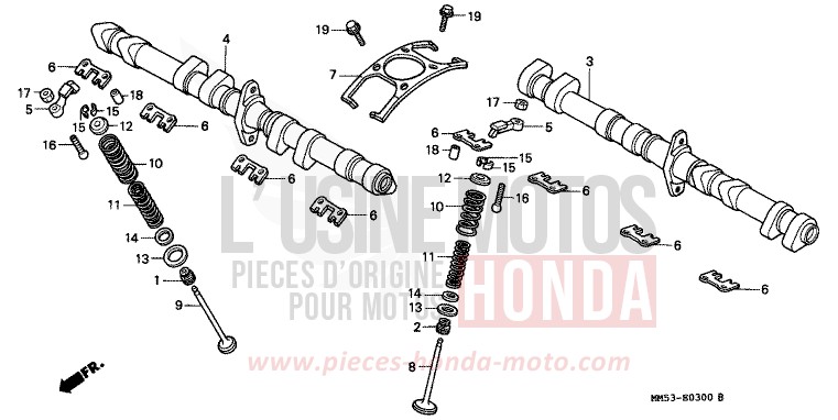 ARBRE A CAMES/SOUPAPE de CBR1000F PASSION RED (R109A) 1989
