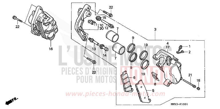 ETRIER DE FREIN AVANT (CBR1000FK) de CBR1000F PASSION RED (R109A) 1989