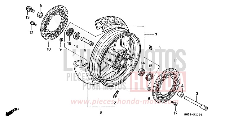 ROUE AVANT (CBR1000FK) de CBR1000F PASSION RED (R109A) 1989