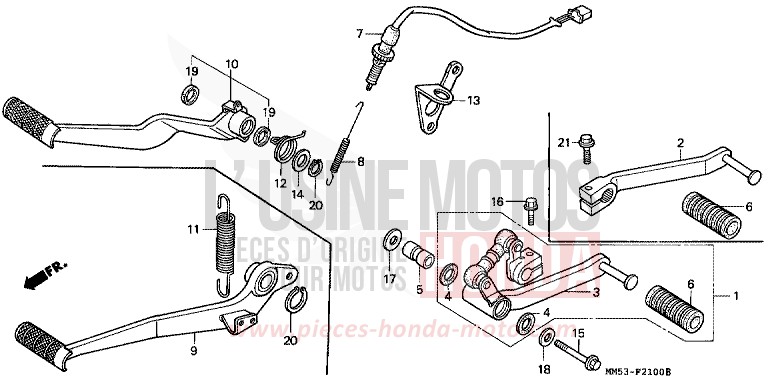 PEDALE DE FREIN/PEDALE DE CHANGEMENT de CBR1000F PASSION RED (R109A) 1989