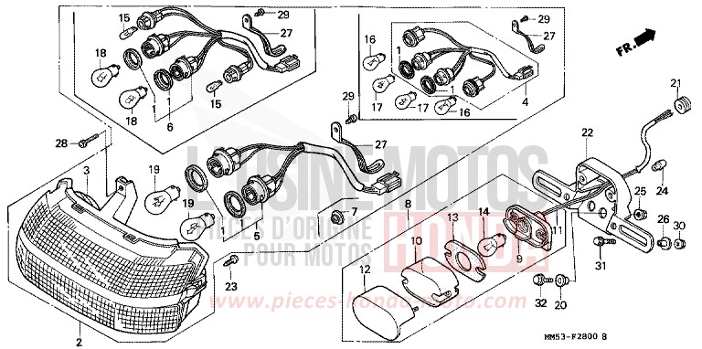 FEU ARRIERE de CBR1000F PASSION RED (R109A) 1989