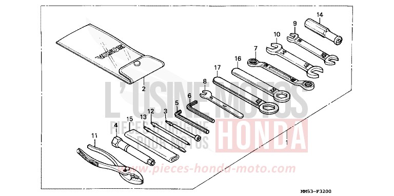 OUTILS de CBR1000F PASSION RED (R109A) 1989