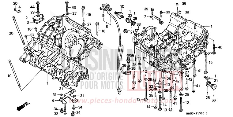 CARTER MOTEUR de CBR1000F PEARL CRYSTAL WHITE (NH193H) 1989