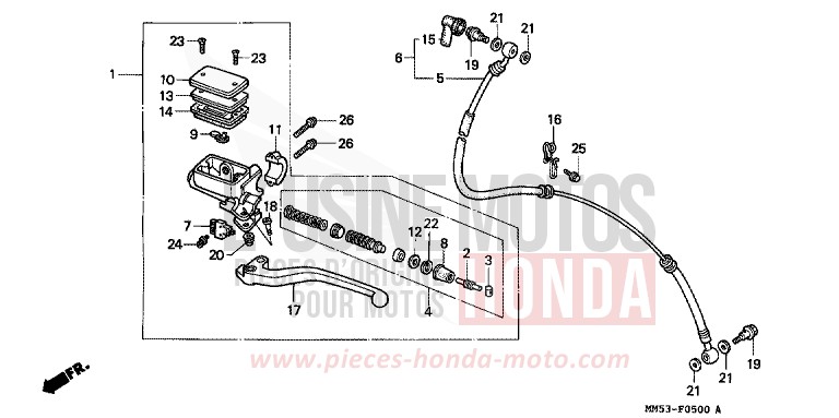 MAITRE-CYLINDRE de CBR1000F PEARL CRYSTAL WHITE (NH193H) 1989