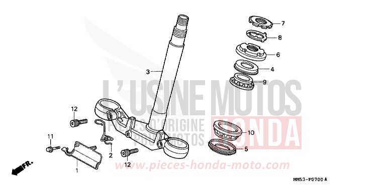 TIGE DE DIRECTION de CBR1000F PEARL CRYSTAL WHITE (NH193H) 1989