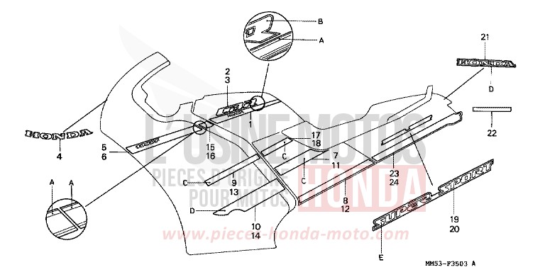 MARQUE (4) (CBR1000FK) de CBR1000F PEARL CRYSTAL WHITE (NH193H) 1989